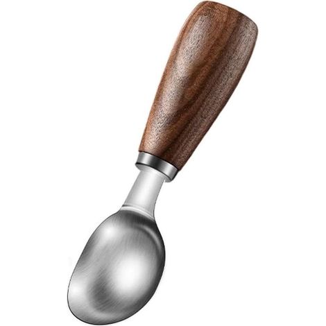 Cuillère à glace en acier inoxydable avec poignée bois de noyer (1/5)