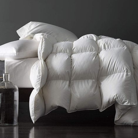 Couette en duvet et plumes pour très grand lit californien, housse épaisse 100 % coton avec languettes d'angle (274,3 x 248,9 cm, 2,182,9 g) (1/5)