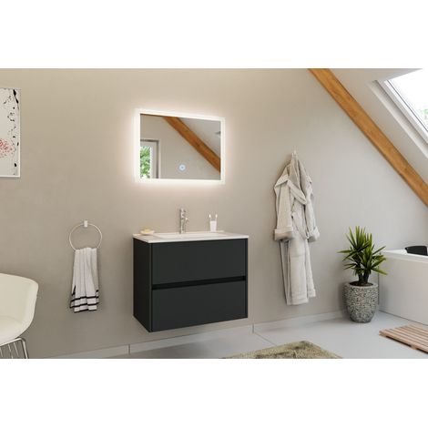 Badmöbel Set Taifun 2tlg. 70 cm mit LED Spiegel Grafit