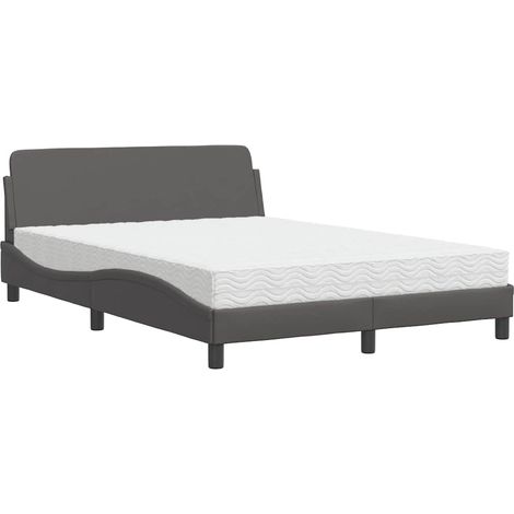 Maison Exclusive - Bett mit Matratze "Dover" Grau 140x200 cm Kuns (1/5)