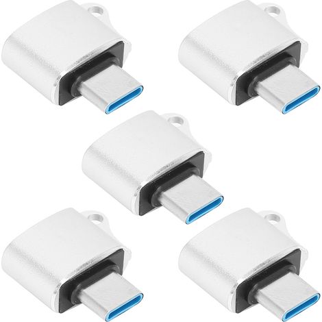 Adaptateur OTG Type‑C vers USB 2.0, 5 Pièces Convertisseur de Données Portable pour Smartphone et Tablette, Argenté (1/5)