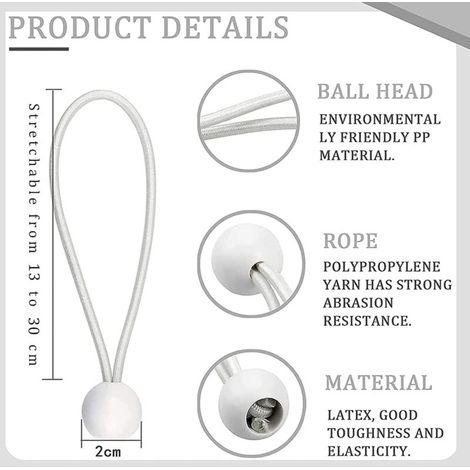 Confezione da 50 corde elastiche con palline Corde elastiche Palline elastiche per tendoni, tende, striscioni e teloni