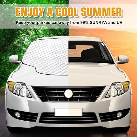 Frontscheibenabdeckung für Autos, magnetische Windschutzscheibenabdeckung, Sonnenschutz, Frostschutz, Enteisung, UV-Schutz, universell faltbar für PKW und SUV (193 x 126 cm) (1/3)