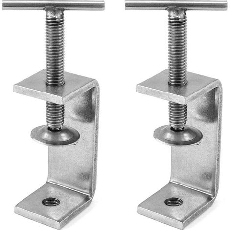 2 Pièces Serre Joints C, Pince C Robuste, Acier Inoxydable 304, Pour Travail Bois Bricolage, Soudage, l'Ébénisterie, Couleur Argent, Torsion à La Main