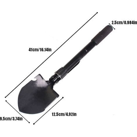 1 Pelle pliable - Pelle de survie avec scie, pioche et sac de camouflage, en acier inoxydable durable, adaptée au camping, à la randonnée et aux aventures en extérieur (1/4)