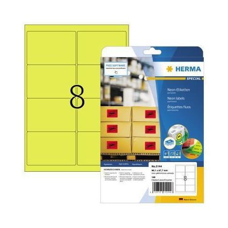 HERMA Etiketten A4 neon-gelb 99,1x67,7 mm Papier 160 St. (1/4)