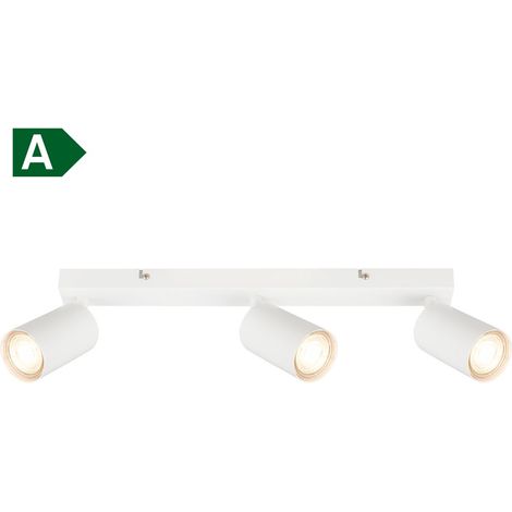 B.K.Licht plafonnier LED EEK A, EEK A, orientable, lumière 50.000h, ampoule interchangeable, blanc, 15,5 x 5,5 x 44 cm