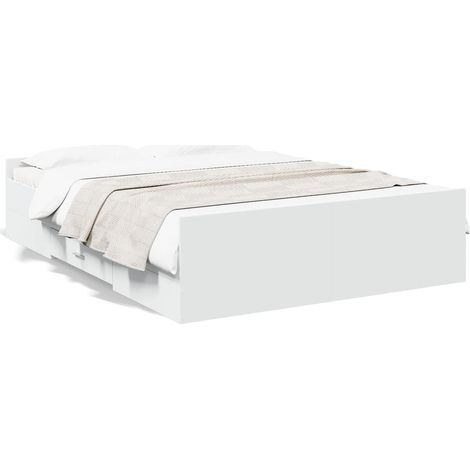 Cadre de lit avec tiroirs blanc 120x200 bois d'ingénierie (1/5)