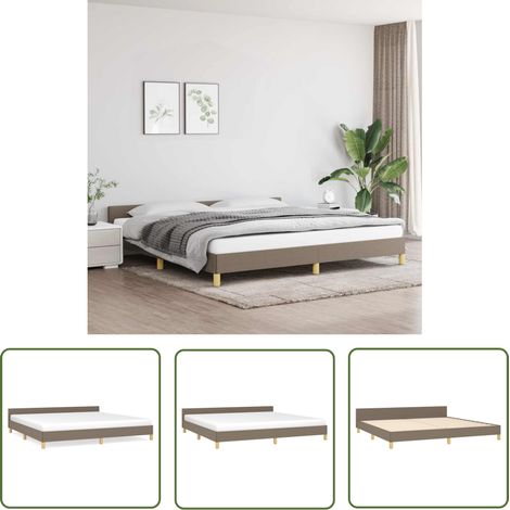 The Living Store Bettgestell ohne Matratze Taupe 200x200 cm Stoff - Bettes Gestell - Doppelbett - Boxspringbetten - Lattenrost - Kopfteil (1/5)
