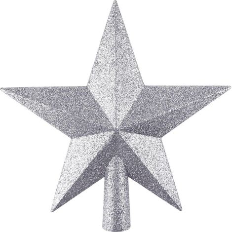 Mini chapeau de sapin de Noël, 4,3 pouces pour petits sapins de Noël, décoration étoile à paillettes incassable (argent) (1/5)