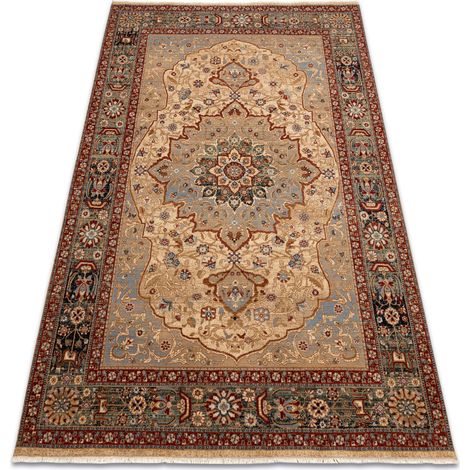 Teppich Wolle KESHAN Franse, Rosette orientalisch 7519/53555 beige / dunkelblau beige 200x290 cm