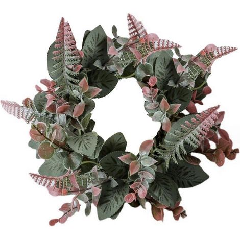 Couronne de bougies, bougeoir pilier style bohème, couronne de bougies et feuilles artificielles pour la décoration du salon (1/5)