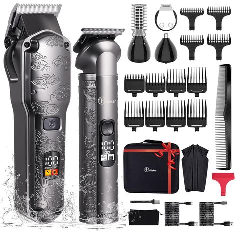 Hair Clipper for Men Beard and Hair Clippers Set T-Blade Trimmer Washable Cordless Care Kit Nose and Body Trimmer Hair and Beard Trimmer Set (1/5)