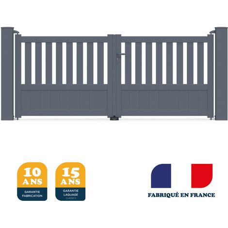 Portail battant prêt à poser DUNY Gris 7016 L306 cm X 120cm en aluminium BELTY (1/4)