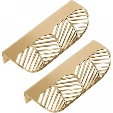 Poignées de tiroir en 2 pièces, style feuillage doré, boutons de porte en laiton, poignées pour armoires