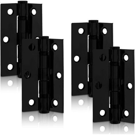 Charnières à roulement à billes noir mat de 3 pouces (75 mm), charnière de porte en acier pour portes en bois (2 paires) (1/4)