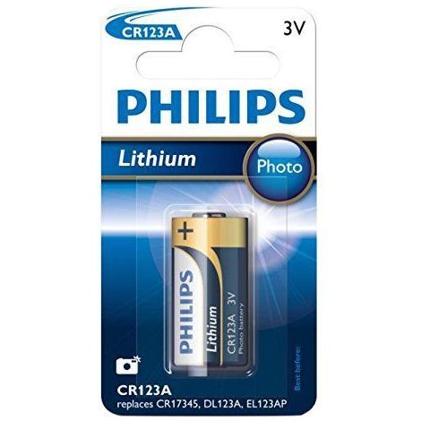 Philips CR123A lithium 3V 1500 mAh.