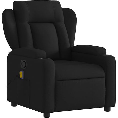 Poltrona relax TV funzione massaggio reclinabile 6 punti massaggio in tessuto nero DEC027044