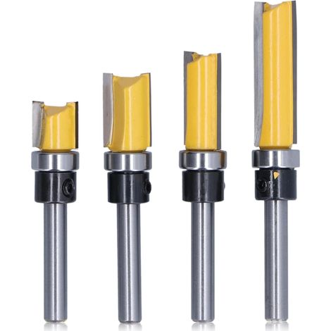 4PCS Flush Trim Router Bit Set, Trim Template Router Bit Flush Cutter Set Wood Milling Cutter Tool for Home Use (1/5)