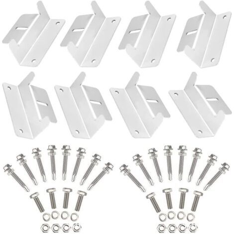 Lot De 2 Systèmes De Fixation En Forme De Z Pour Montage De Panneau Solaire, Pour Caravane, Bateau, Voiture, Camion, Domicile, Montage Hors-Réseau Sur Le Toit (8 Supports Au Total) (1/3)