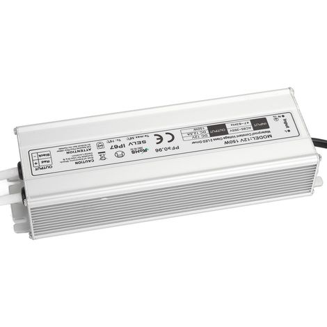 Alimentation LED étanche IP67 à tension constante, transformateur adaptateur 150 W, prise AC85-265VEU, sortie 12 V 0-12,5 A.