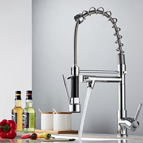 Robinet Cuisine DEWINNER - Pivotant à 360° - Froid & Chaud Disponible - Laiton chromé - Argent (1/6)