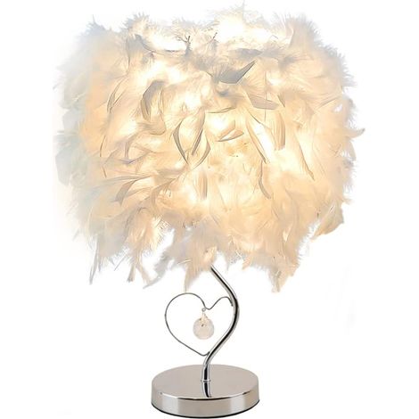 Lampe de Chevet Plumes Moderne Base Métal Cœur Cristal Décoration Chambre (1/5)
