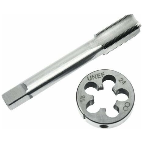 Jeu de tarauds et matrices 5/8 ''-24 filetage a droite en acier rapide pour restauration de filetage, modele : 1 jeu