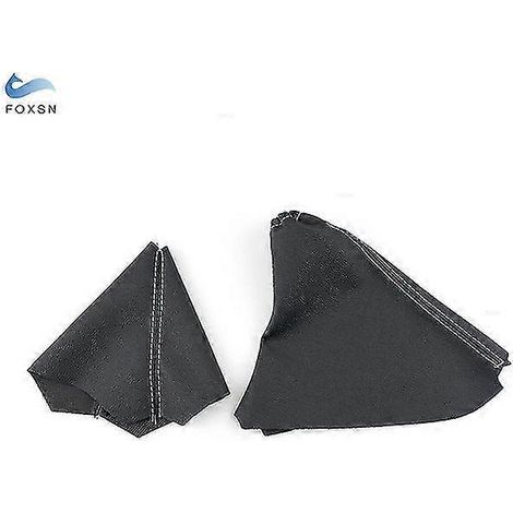 Garniture de console centrale, de levier de vitesse, de soufflet de frein à main et de boîte à gants en cuir microfibre pour Land Rover Freelander 2 (2008-2013) - Noir et blanc (1/5)