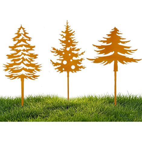 Piquets de Noël pour Jardin Extérieur 3 Sapins de Noël Panneaux décoratifs 2D de Patio pour Jardiniers, Propriétaires, Locataires, Patio, Terrasse, Arrière-Cour, Pot De (1/5)