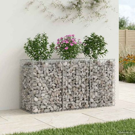 Gabionen Hochbeet Silber 150 x 50 x 80 cm Verzinkter Stahl