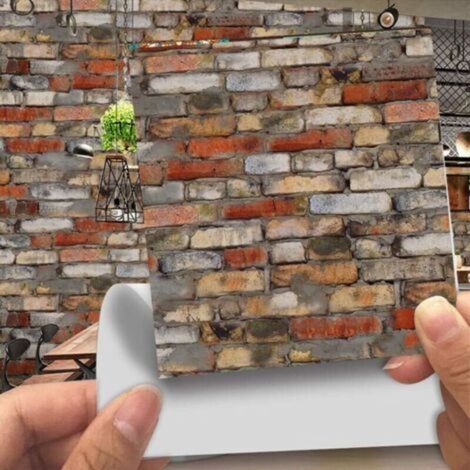 Adhésive Décorative à Carreaux pour Salle de Bains et Cuisine Stickers Carrelage, 20 Pièces Imitation Cuir Style Brique 3D Imitation Pierre Imperméables Auto-adhésifs Décoration (LA005,20cm)