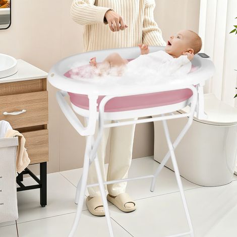 Baignoire pliable avec support antidérapant, tapis de bain et insert de baignoire pour nouveau-nés et tout-petits (1/4)