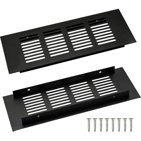 2 Pièces Grille D’aération en Aluminium à Encastrer, Grille de Ventilation 200 mm Angulaire pour la Ventilation des Placards et des Chambres (Noir) (1/5)