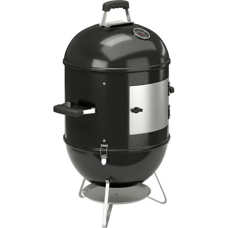 Fumoir 3 en 1 avec 3 Grilles de Cuisson, Thermomètre Intégré, Ventilation Réglable, 62,5x47,5x91cm, Noir