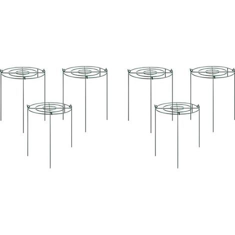 6 Ensembles de Cages de Support pour Pivoines, Grilles de Croissance à Travers des Cerceaux avec 4 Pieds, Attelle de Support pour Plantes, Anneau de (1/4)