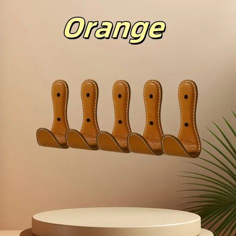 Orangefarbene, gepolsterte Metallhaken (5 Stück) – Wandorganizer für Jacken, Handtücher und Schlüssel, ideal für Badezimmer, Eingangsbereich oder Schlafzimmer