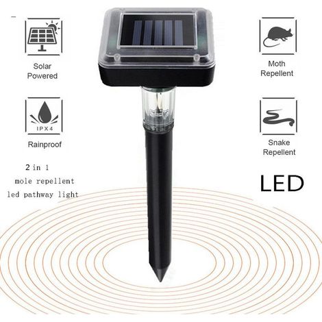 Quadratische Solar-LED-Abwehrlampe – Ultraschall-Nagetierabwehr – Abschreckende Beleuchtung, 4er-Pack (1/5)