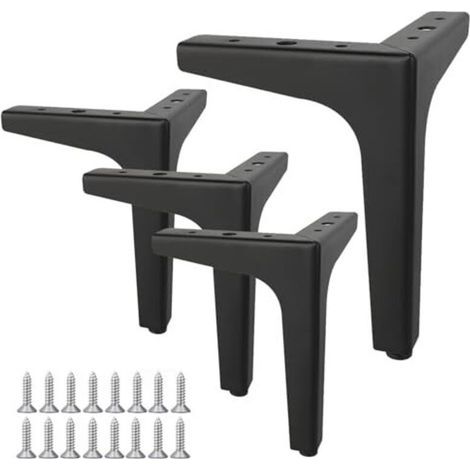 pieds de meubles triangulaires de 10 cm, pieds de remplacement pour canapé, pieds en métal, pour chaises, tables, armoires, lits, penderies, canapés, tables de chevet, meubles TV, tir (1/5)