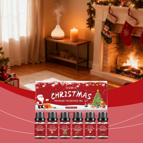 Weihnachtsduft-Set mit ätherischen Ölen: Natürlicher, frischer und langanhaltender Duft für eine behagliche, festliche Atmosphäre zu Hause oder im Büro – 60 ml (6 x 10 ml) -- DE (1/5)