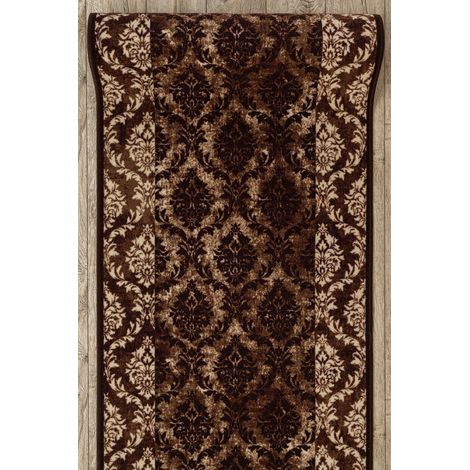 Modern Non-Slip Brown Runner Rug – 67-100cm Wide, Rubberized, Custom Length, By Besten-teppiche.de