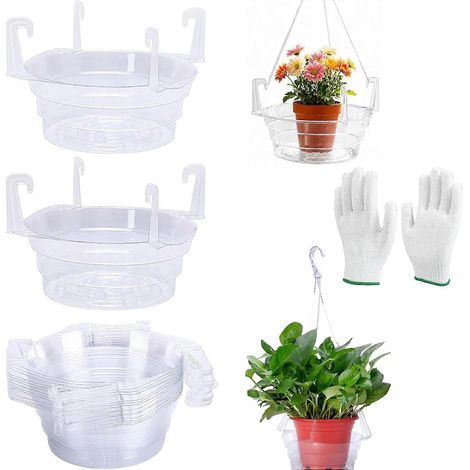 Assiette d'arrosage pour panier suspendu soucoupe récupérateur d'eau avec drainage pour extérieur (1/5)