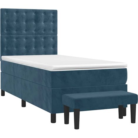 Maison Exclusive - Giroletto a Molle con Materasso Blu Scuro 90x200 cm in Velluto
