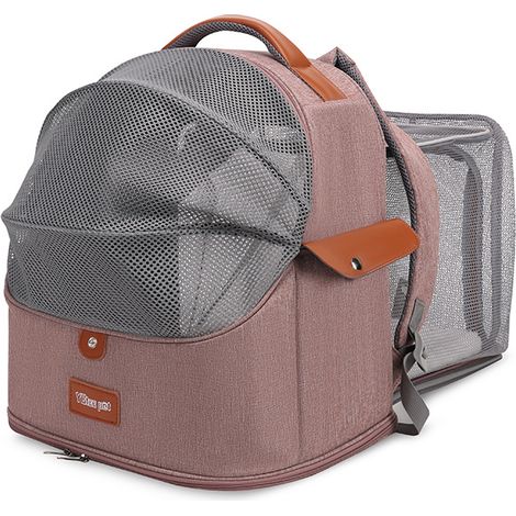 Sac à dos transport pour chat et petit chien, extensible, grande capacité, multi-usage (main / épaule / dos), maille respirante, tissu Oxford, sac de sortie extérieur pour animal de compagnie (1/4)