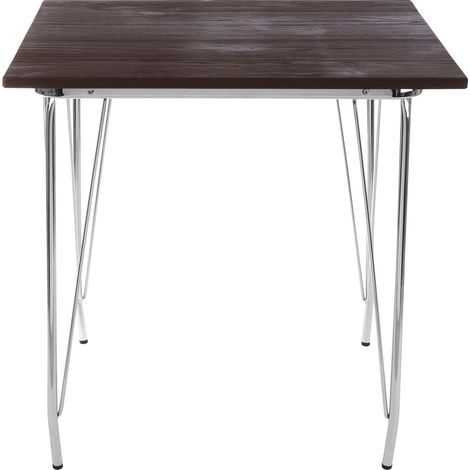 Interiors by Premier Chrome Metal and Elm Wood Table, Large Square Table, Outdoor Dining Table for Lawn, Patio (1/5)