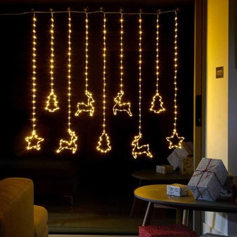 1.2m Light up Festive Curtain Christmas Lights with Warm White LEDs (1/5)