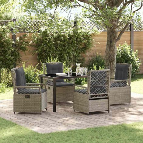 Set da Pranzo per Giardino 5 pcs Grigio chiaro polyrattan vidaXL (1/5)