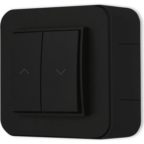 Interruptor para persiana enrollable con cerradura, conjunto de montaje en superficie, redondeado, Mini, negro mate. (1/5)