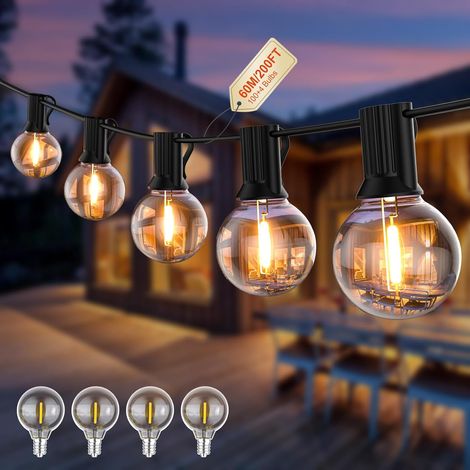 Guirlande Lumineuse Exterieur G40 60M LED Guirlande Lumineuse Exterieur Interieur, Electrique avec Prise 100 Ampoules Incassables, Network Exterieur Eclairage pour Terrasse, Cour, Balcon (1/5)