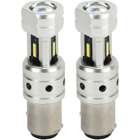 Lot de 2 ampoules LED 1157 de 2400 lm et 100 W pour feux de recul, clignotants et feux de position, pour voiture, camion et camping-car, lumière blanche 6000 K (1/4)
